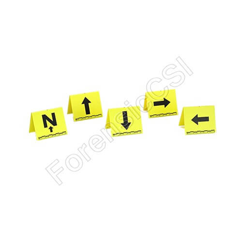 Yellow Evidence Markers with Arrows and Scale
