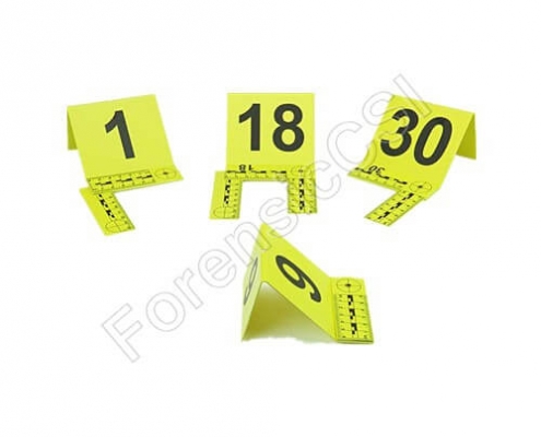 Evidence markers with foldable L-scale
