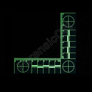Green Fluorescent L-shaped Ruler fluorescing 8x8cm