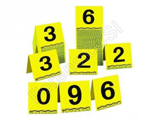 Yellow Evidence Markers with Scale and Numbers