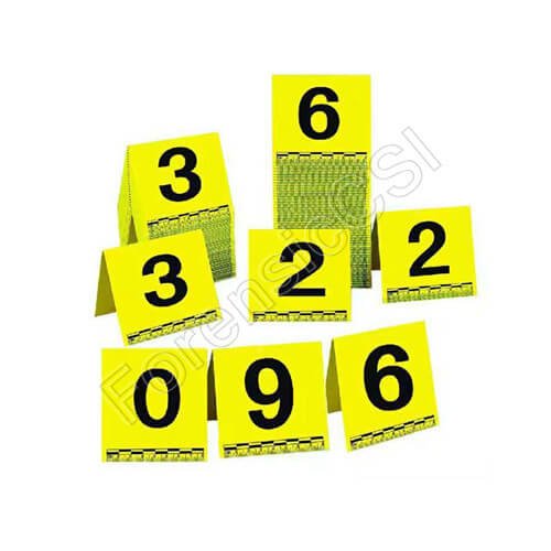 Yellow Evidence Markers with Scale and Numbers
